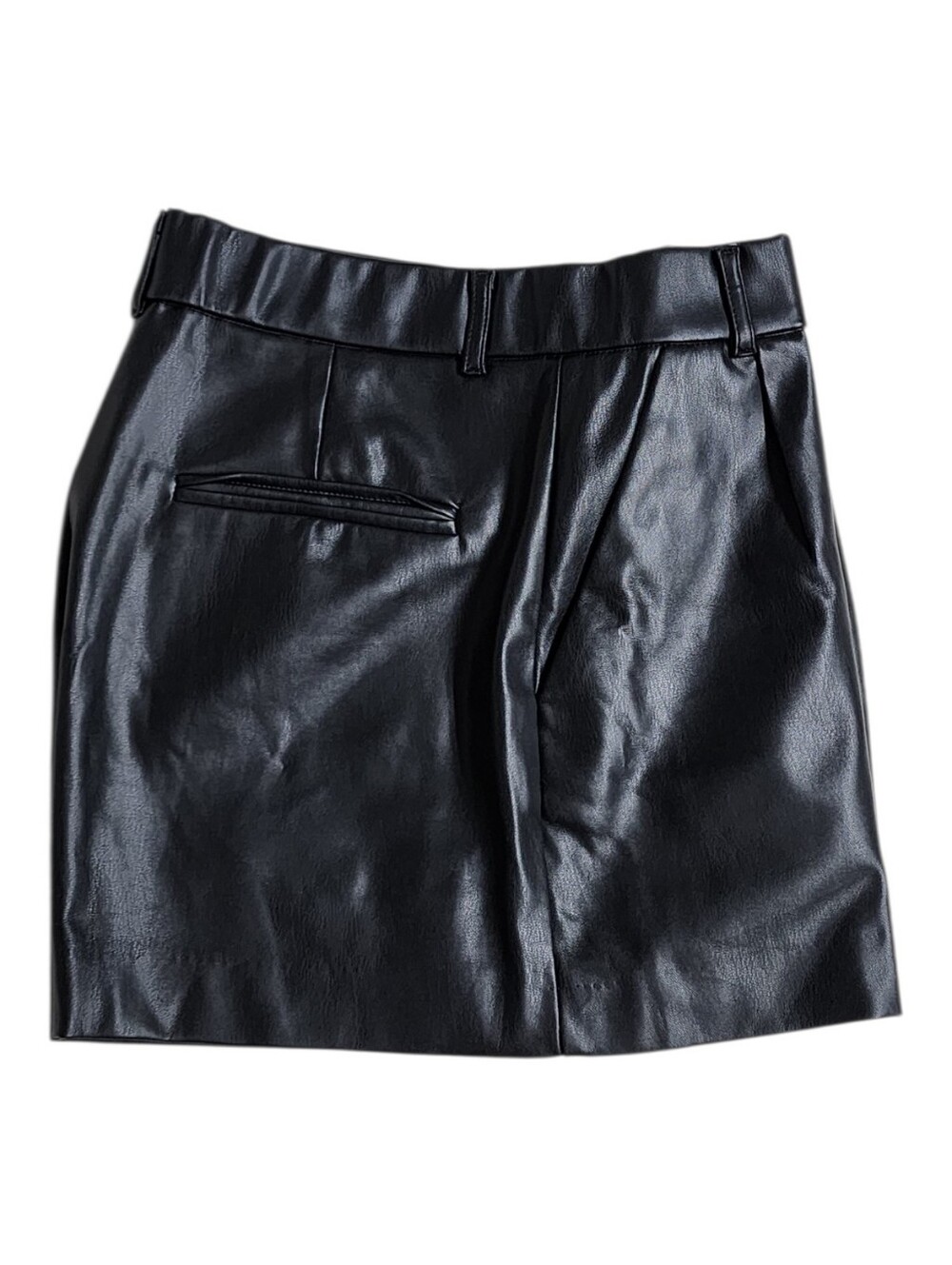 Zara Black High-Waist Faux Leather Shorts Size L - Picture 10 of 12